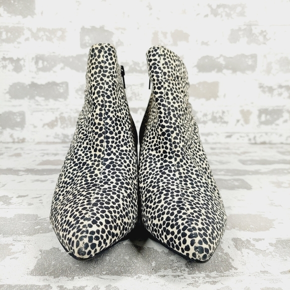 NEW Kelly & Katie Arina Animal Print Black White High Heel Ankle Boots D839 - Picture 3 of 12
